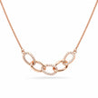Rose Gold Interlinked Oval White Stone 925 Sterling Silver Pendant Chain for Women