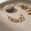 Rose Gold Interlinked Oval White Stone 925 Sterling Silver Pendant Chain for Women