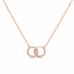 Rose Gold Interlocking Circle CZ 925 Sterling Silver Pendant Chain for Women