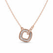 Rose Gold Interlocking Square & Heart CZ 925 Sterling Silver Pendant Chain for Women