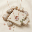 Rose Gold Interlocking Square & Heart CZ 925 Sterling Silver Pendant Chain for Women