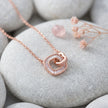 Rose Gold Interlocking Square & Heart CZ 925 Sterling Silver Pendant Chain for Women