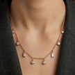 Rose Gold Mixed Round and Square Charm 925 Sterling Silver Chain Pendant for Women