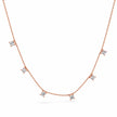 Rose Gold Multi Square White Stone 925 Sterling Silver Pendant Chain for Women