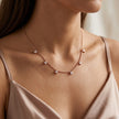 Rose Gold Multi Square White Stone 925 Sterling Silver Pendant Chain for Women