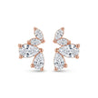 Rose Gold Pear Petal Diamond 925 Sterling Silver Stud Earrings for Women