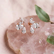 Rose Gold Pear Petal Diamond 925 Sterling Silver Stud Earrings for Women