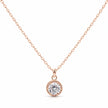 Rose Gold Round CZ 925 Sterling Silver Pendant Chain for Women