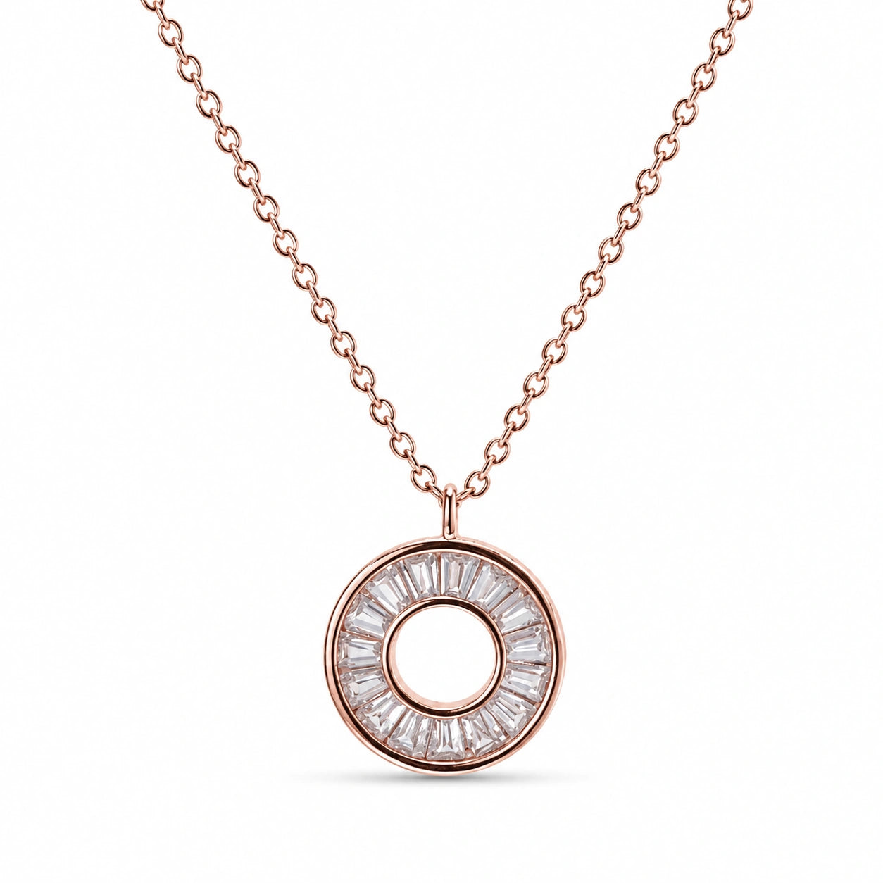 Rose Gold Round Charm Pendant Chain for Women