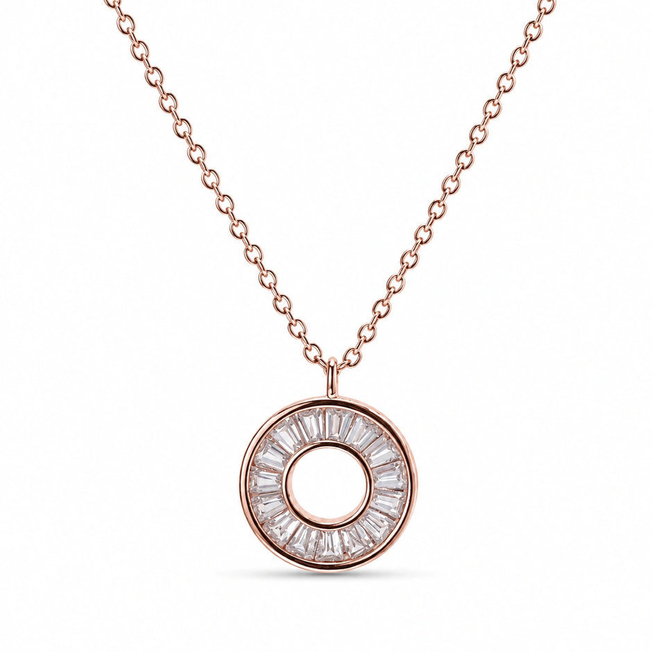 Rose Gold Round Charm Pendant Chain for Women