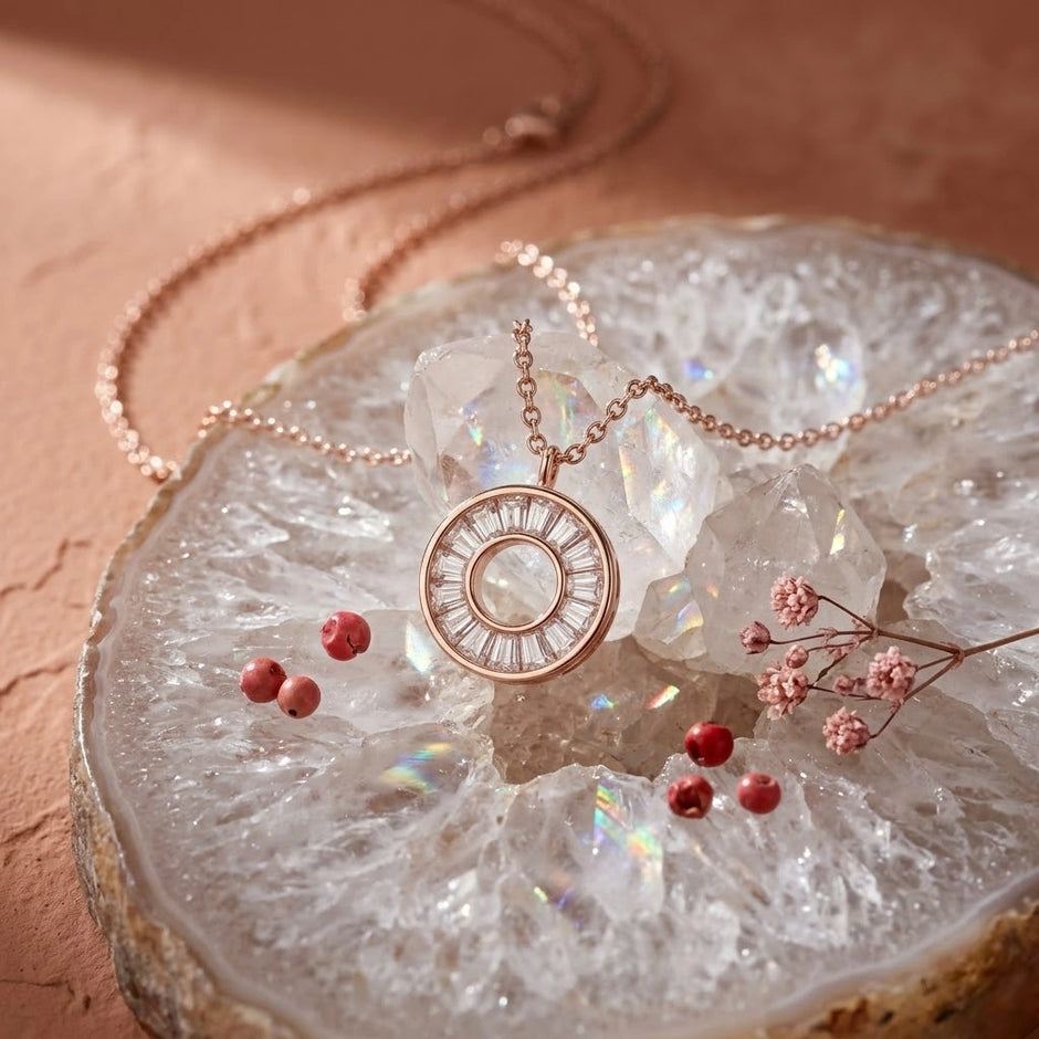 Rose Gold Round Charm Pendant Chain for Women