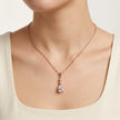 Rose Gold Round Drop White Stone 925 Sterling Silver Pendant Chain for Women