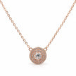 Rose Gold Round Halo White Stone 925 Sterling Silver Pendant Chain for Women