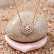 Rose Gold Round Halo White Stone 925 Sterling Silver Pendant Chain for Women