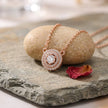 Rose Gold Round Halo White Stone 925 Sterling Silver Pendant Chain for Women