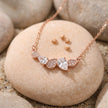 Rose Gold Round & Drop White Stone 925 Sterling Silver Pendant Chain for Women
