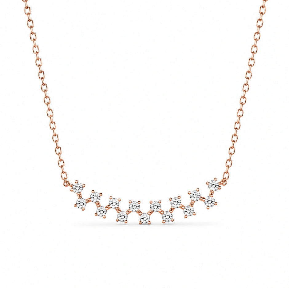 Rose Gold Sparkle Star 925 Sterling Silver Pendant Chain for Women
