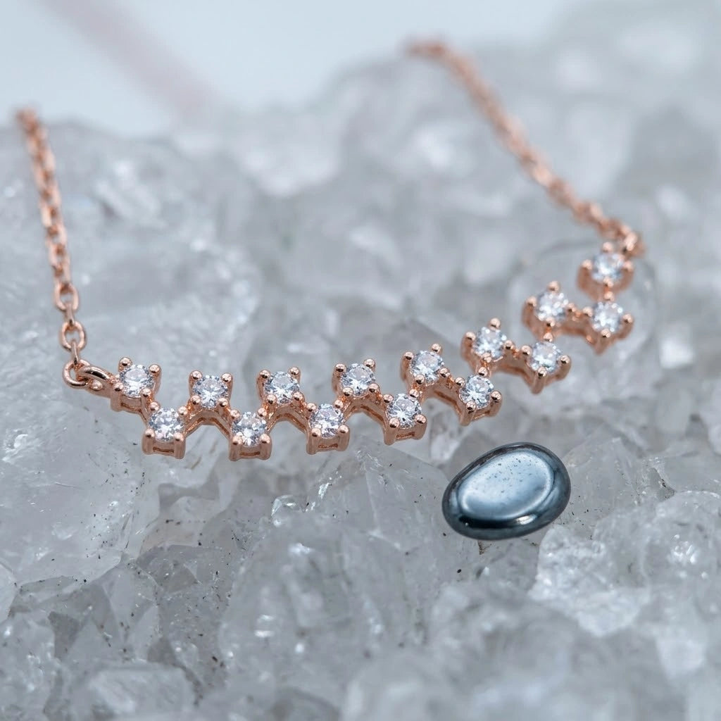 Rose Gold Sparkle Star 925 Sterling Silver Pendant Chain for Women