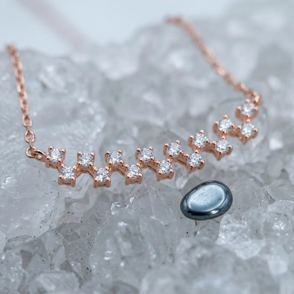 Rose Gold Sparkle Star 925 Sterling Silver Pendant Chain for Women