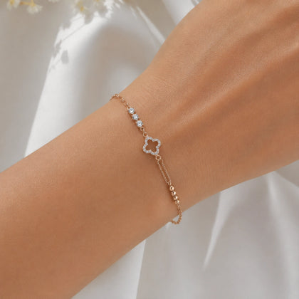 Rose gold 925 sterling silver square charm bracelet for women