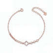 Rose gold 925 sterling silver square charm bracelet for women