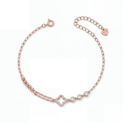 Rose gold 925 sterling silver square charm bracelet for women