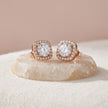Rose Gold Square Halo Diamond 925 Sterling Silver Stud Earrings for Women