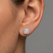 Rose Gold Square Halo Diamond 925 Sterling Silver Stud Earrings for Women