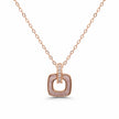 Rose Gold Square Loop CZ 925 Sterling Silver Pendant Chain for Women