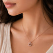 Rose Gold Square Loop CZ 925 Sterling Silver Pendant Chain for Women