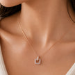 Rose Gold Square Loop CZ 925 Sterling Silver Pendant Chain for Women