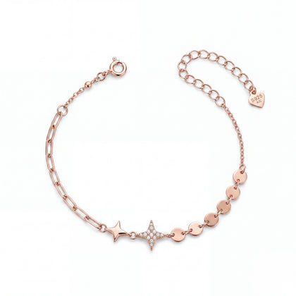 Rose gold 925 sterling silver star charm bracelet for women
