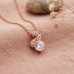 Rose Gold Swan Drop White Stone 925 Sterling Silver Pendant Chain for Women