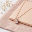 Rose Gold Swan Drop White Stone 925 Sterling Silver Pendant Chain for Women
