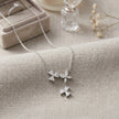 Silver Triple Flower CZ 925 Sterling Silver Pendant Chain for Women