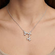 Silver Triple Flower CZ 925 Sterling Silver Pendant Chain for Women