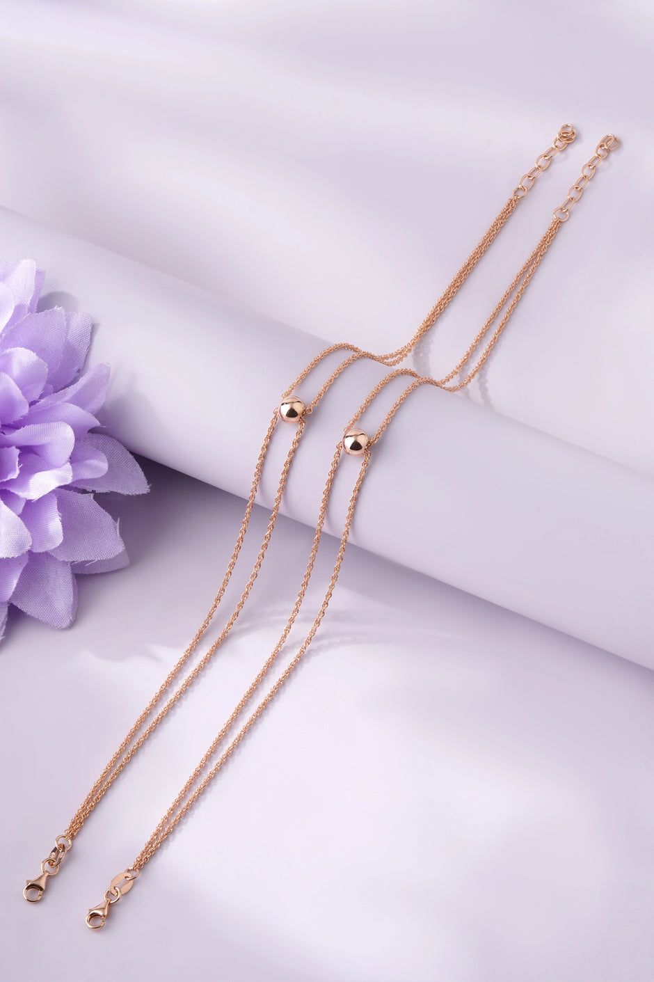 Rose Spark Diamond Touch 925 Sterling Silver Rose Gold Anklet for Women