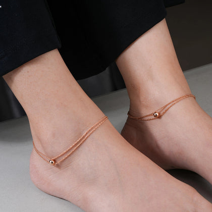 Rose Spark Diamond Touch 925 Sterling Silver Rose Gold Anklet for Women
