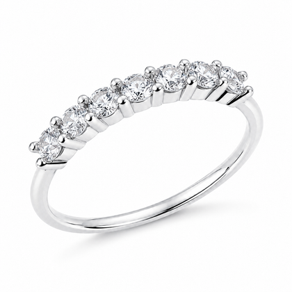 Round Brilliant CZ Half Eternity Ring in 925 Sterling Silver for Women