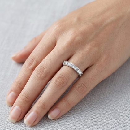 Round Brilliant CZ Half Eternity Ring in 925 Sterling Silver for Women