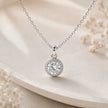 Round CZ 925 Sterling Silver Pendant Chain for Women