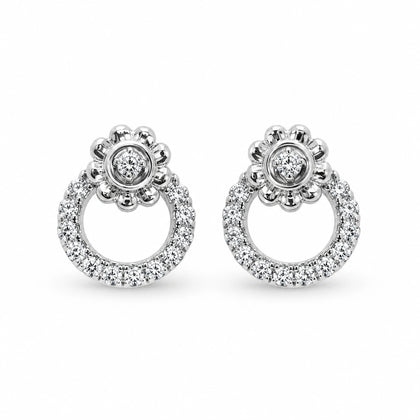Round Circle Diamond 925 Sterling Silver Stud Earrings for Women