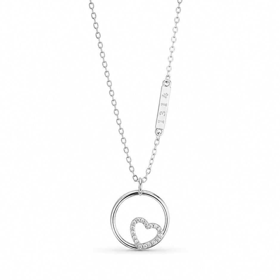 Round Circle Heart 925 Sterling Silver Pendant Chain for Women