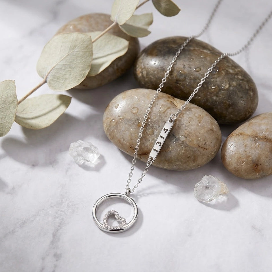 Round Circle Heart 925 Sterling Silver Pendant Chain for Women