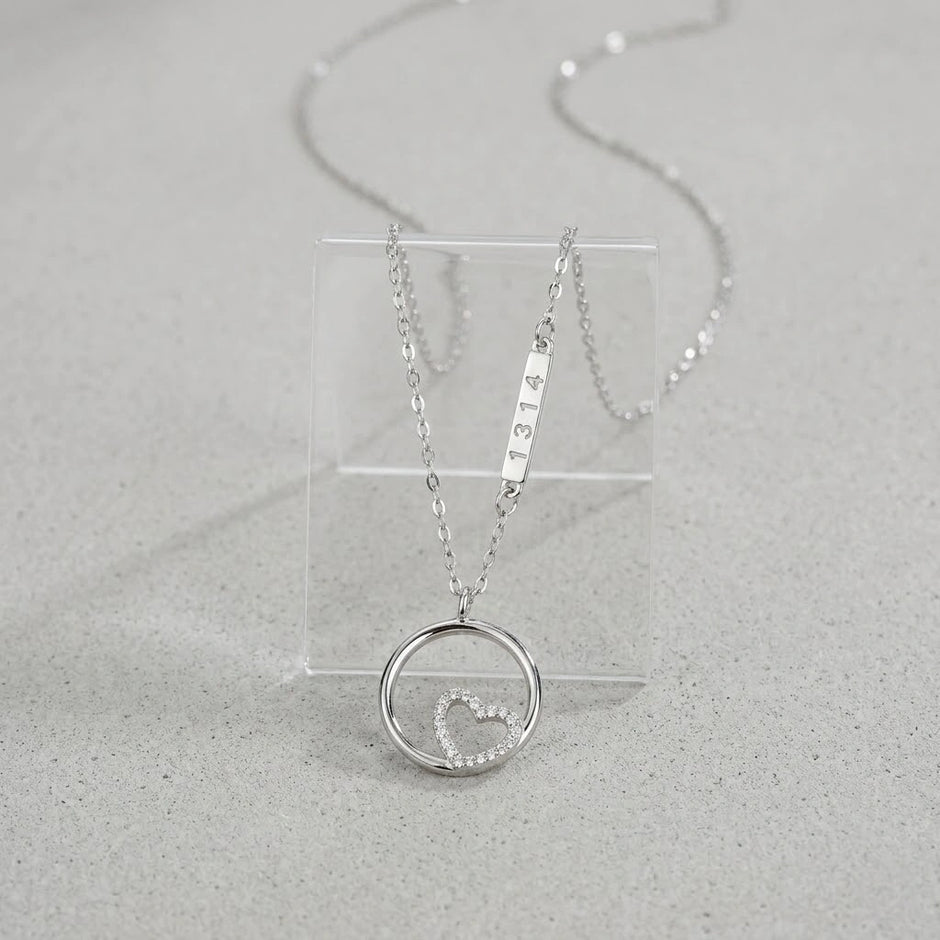 Round Circle Heart 925 Sterling Silver Pendant Chain for Women
