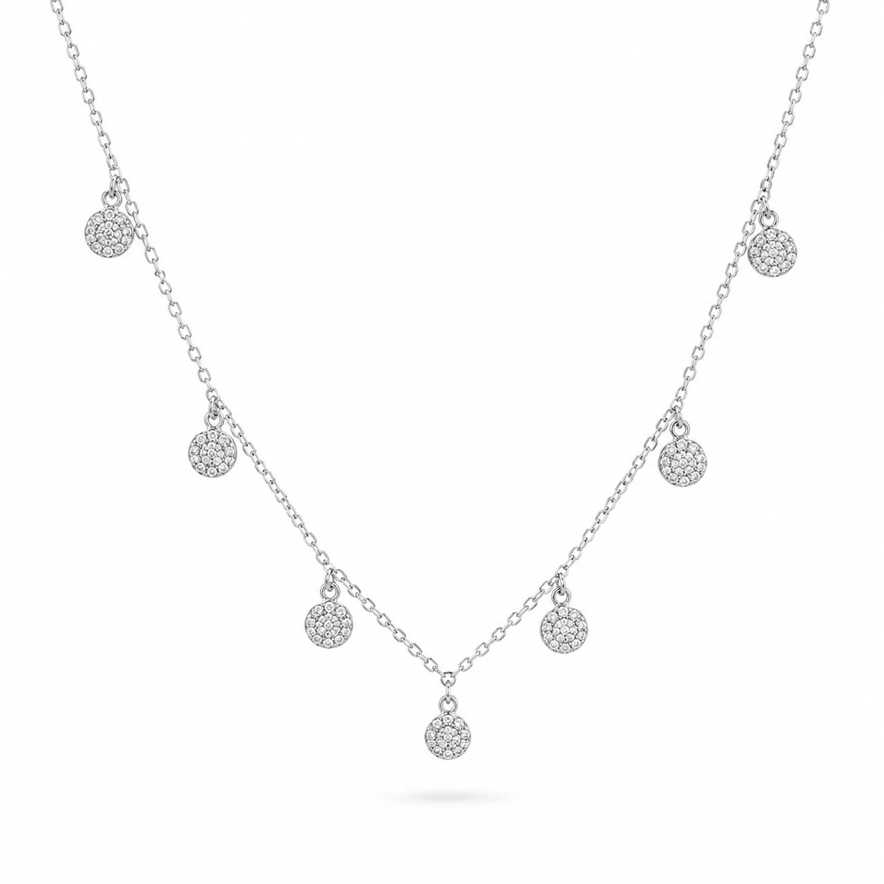 Round Floral Charm 925 Sterling Silver Chain Pendant for Women