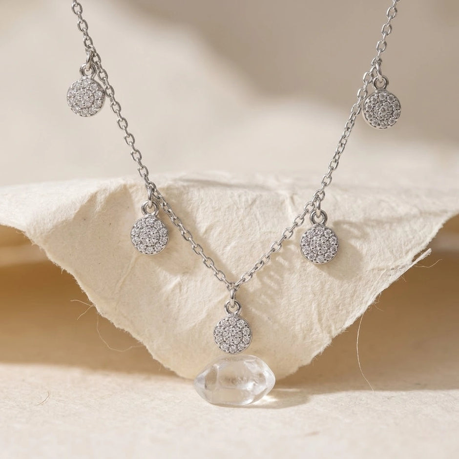 Round Floral Charm 925 Sterling Silver Chain Pendant for Women