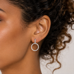 925 Sterling Silver Circle Drop Stud Earrings with Cubic Zirconia for Women
