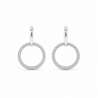 925 Sterling Silver Circle Drop Stud Earrings with Cubic Zirconia for Women