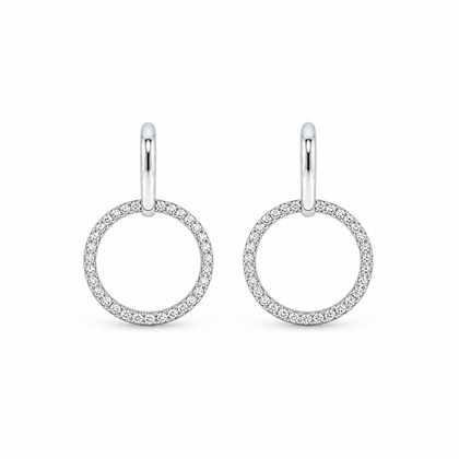 925 Sterling Silver Circle Drop Stud Earrings with Cubic Zirconia for Women